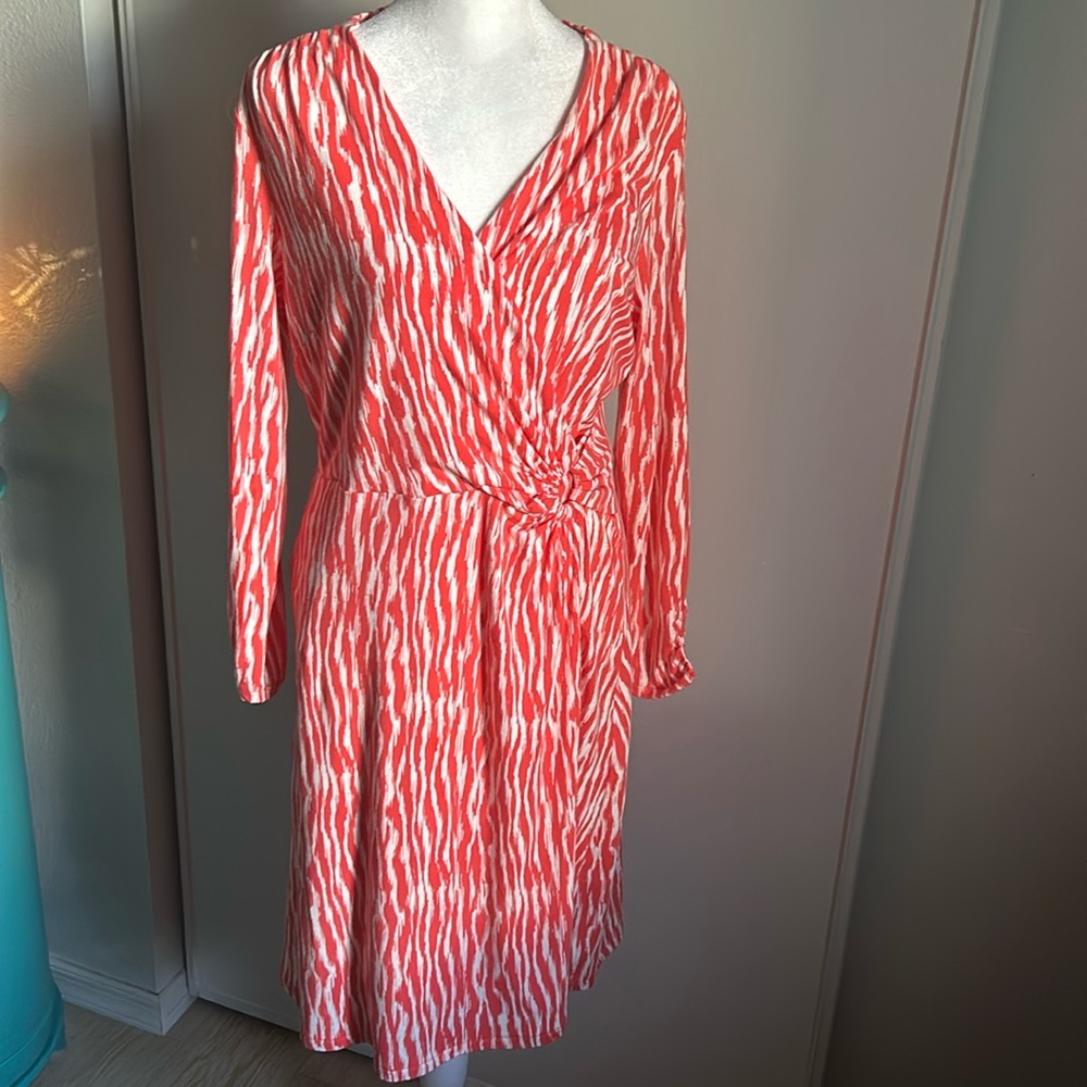 Pendleton Women’s Retro Style Surplice V- Neck Wrap Abstract Midi Dress
